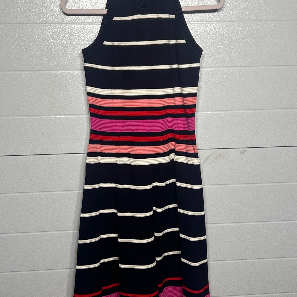 Vince Camuto Navy Knit Fit & Flare Dress – Striped, Size M